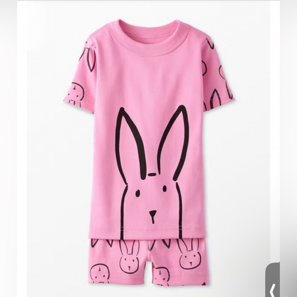 Hanna Andersson Pink Bunny Print Kids Pajama Set